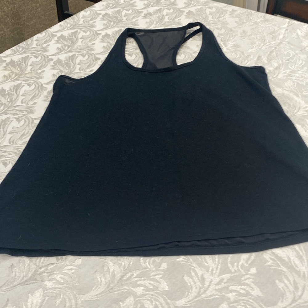 Black workout tank with added mesh back